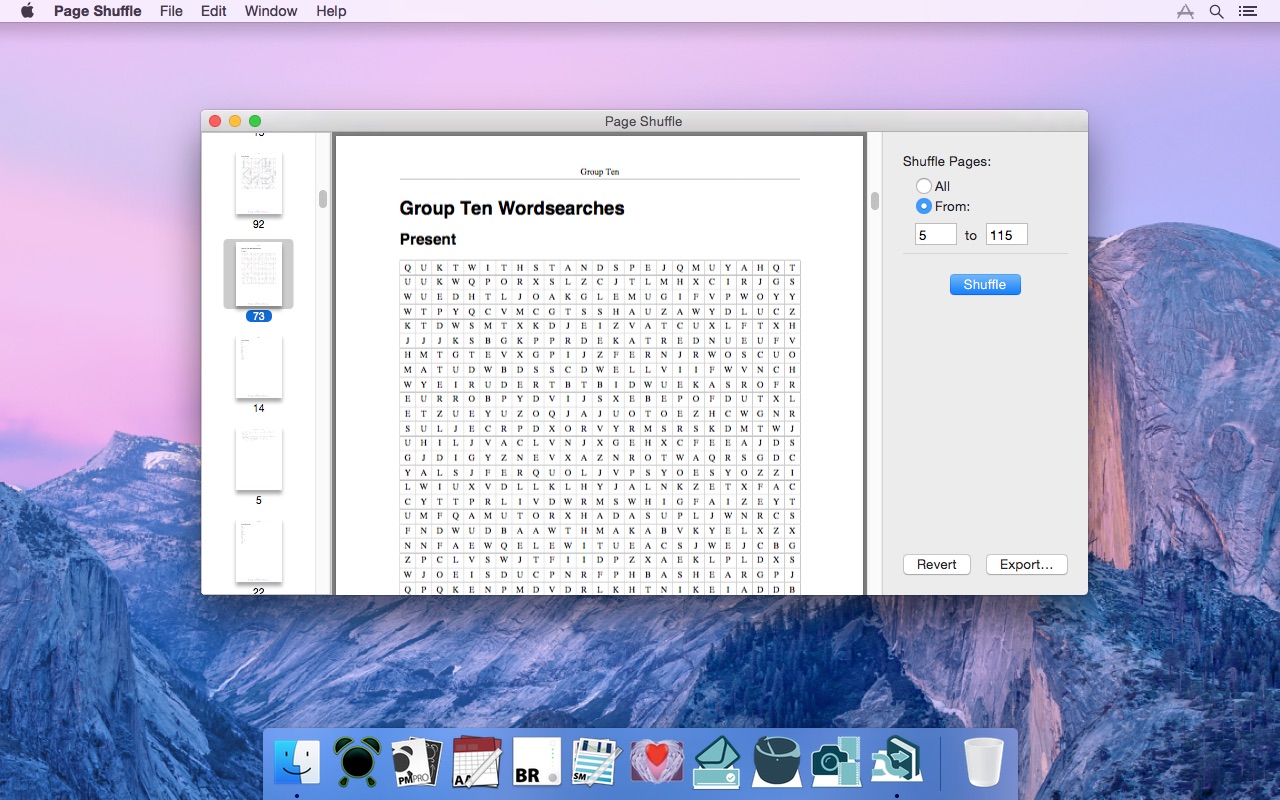 Screenshot of Miln Page Shuffle running on macOS