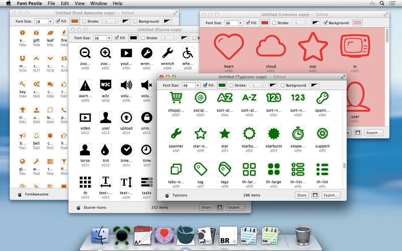 Screenshot of Miln Font Pestle running on macOS